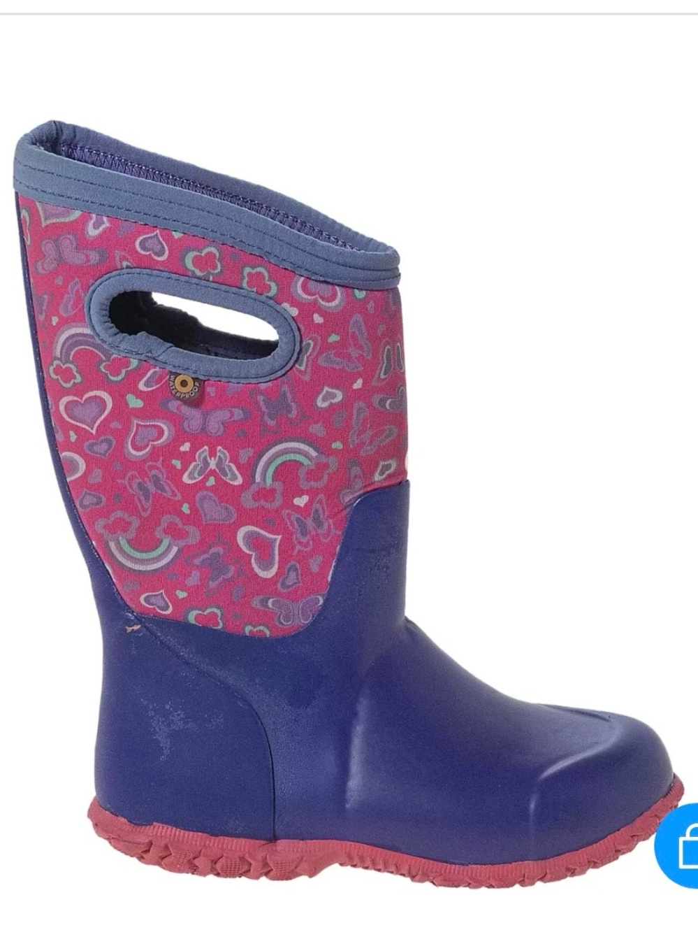 Bogs Durham Girls Butterfly Heart Rain Boots